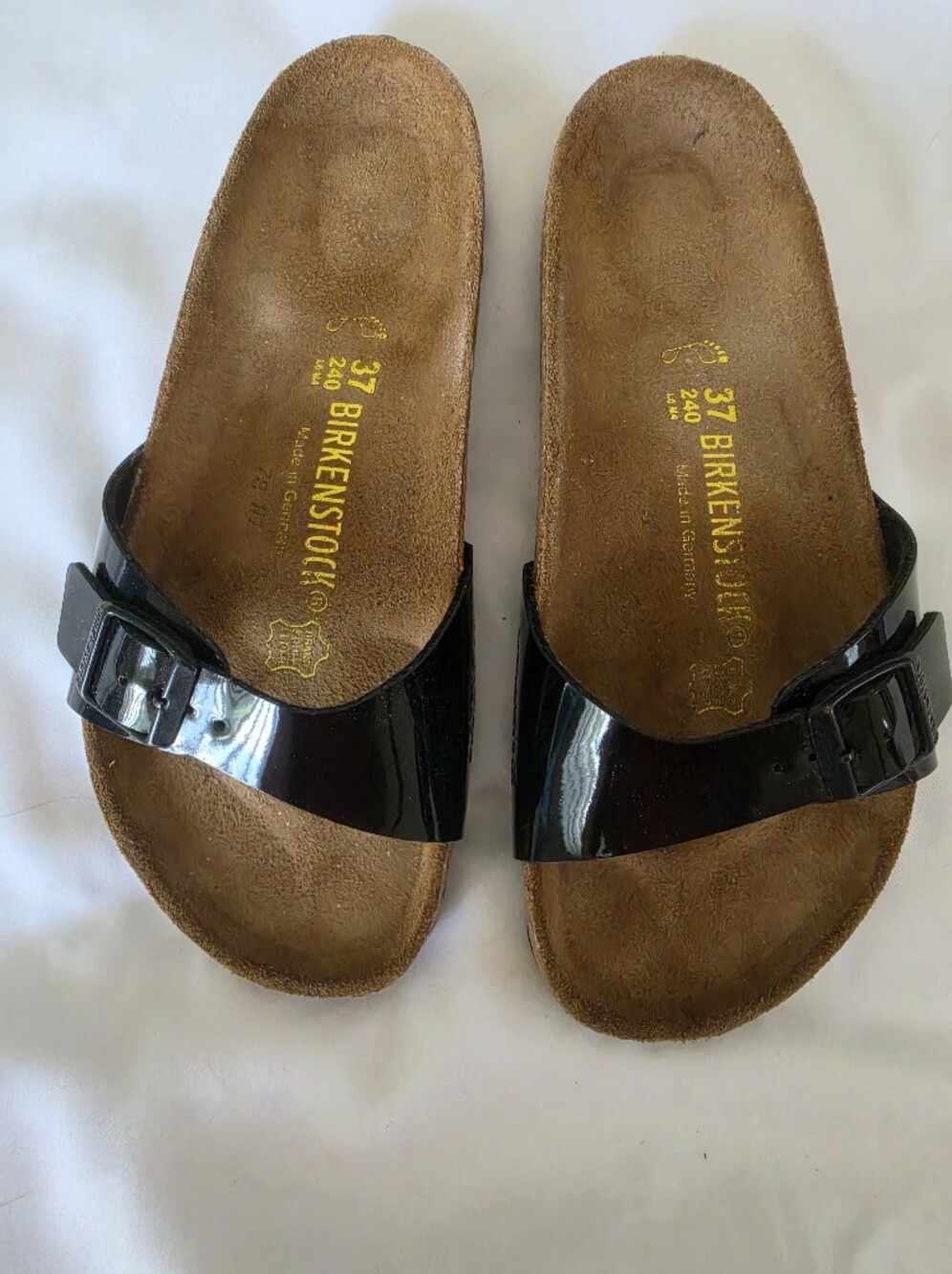 Birkenstock Madrid Sandals - Black Patent Birko-Flor, 37 Regular/Wide